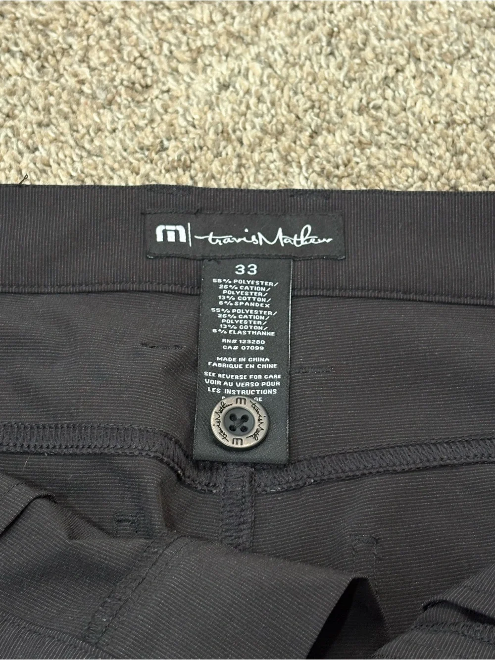 Mens Travis Mathew Open to Close Golf Pants 33x32 Black Performance Tech Stretch